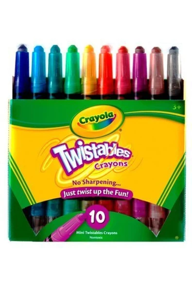 10 Twistable Crayons- Amerikan-Nontoxic- 10 Renk Çevrilebilen Pastel Mum Boya Kalemi - Resim 2