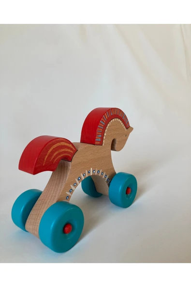 Ahşap Oyuncak At, Doğal Ahşap Çocuk Oyuncağı, Oyuncak At - 4