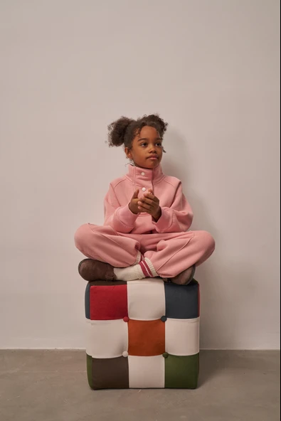 Pembe Dik Yaka Eşofman Takım - Resim 2