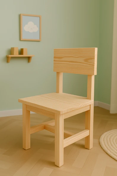 İskandinav Tarzı Montessori Ahşap Çocuk Sandalyesi - %100 Doğal (2+ Yaş) - 3