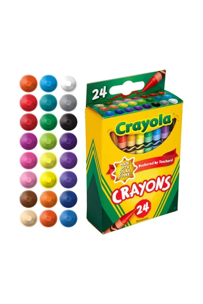24 Colourful Crayons- Amerikan-Nontoxic- 24 Renk Mum Boya Seti - Resim 2