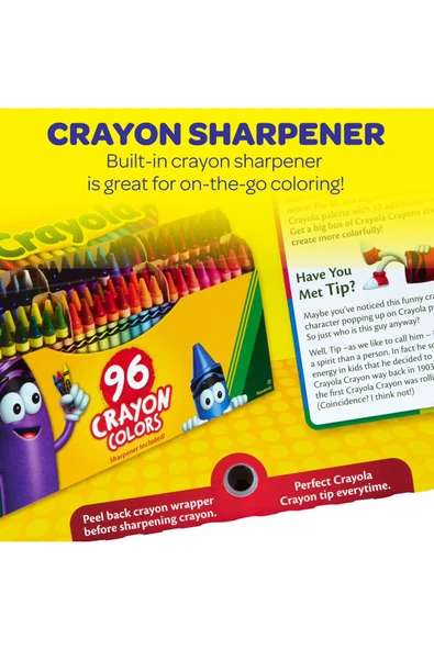 96 Colourful Crayons- Amerikan-Nontoxic- 96 Renk Mum Boya Seti- Kalemtıraşlı - Resim 3