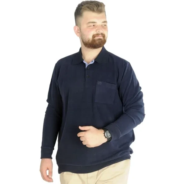 Erkek Sweat Polo Cepli Selanik Basic 20441 Lacivert - Resim 3