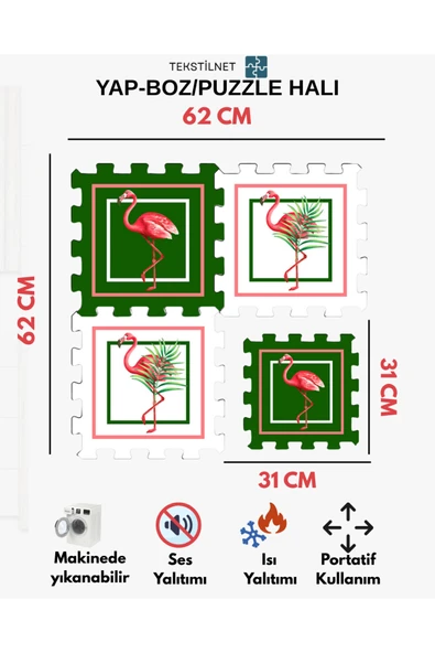 Tekstilnet Baskılı Halı,Sıcak Renkli Halı Puzzle Halı,Japon Halısı Modelleri Yapboz Halı - 8