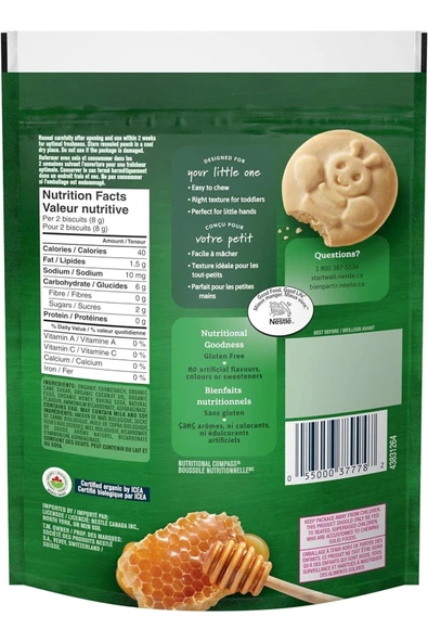 Organic Biologigue Biscuits Honey Miel Gluten Free Bebek Bisküvisi 150 gr - Resim 2