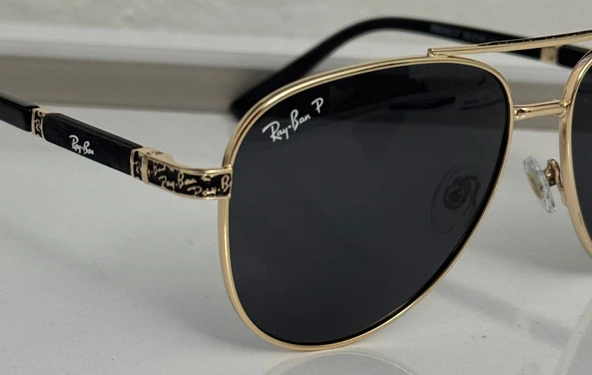 Ray-Ban Aviator 3025 Altın Polarize Damla Erkek Güneş Gözlüğü - Resim 3