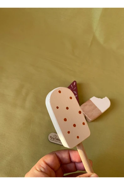 Ahşap Oyun Dondurma Seti 3'lü | El Yapımı Organik Eğitici Oyuncak - 3