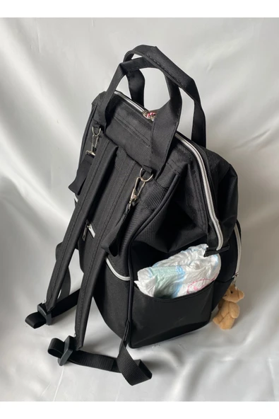 Gri Anne Bebek Bakım Çantası | Sıvı Geçirmez, Termoslu, Çok Gözlü Sırt Çantası - 11