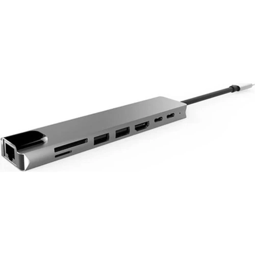 8 In 1 Ethernet Sd USB Type C Hub Hdmı Girişli Macbook Çevirici - Resim 3