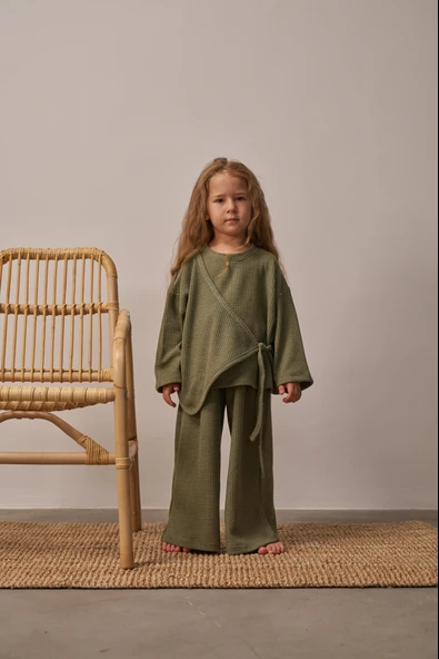 Haki Waffle Bağlamalı Takım - Resim 5