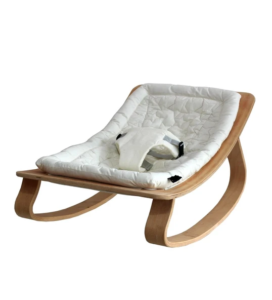 Ahşap Sallanır Ana Kucağı / Bebek sallanır beşik / Yeni Doğan Bebek Organik Hediye (Krem) - 1