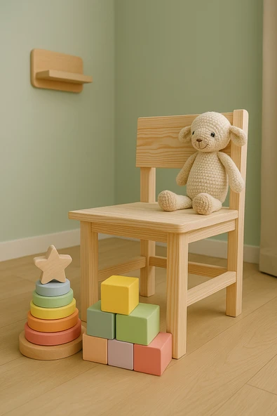 İskandinav Tarzı Montessori Ahşap Çocuk Sandalyesi - %100 Doğal (2+ Yaş) - 4