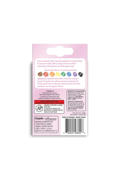 8 Pearl Crayons- Amerikan-Nontoxic- İnci 8 Renk Mum Boya Seti - Resim 3