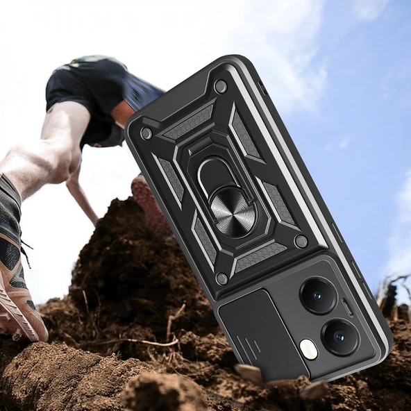 Xiaomi Poco X7 Pro Kılıf Kamera Korumalı Zırh Tank Sürgülü Vega Kapak - 3