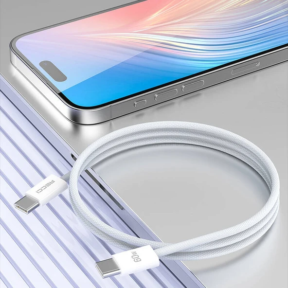 Recci RS13CC Nature Serisi 60W Hızlı Şarj Özellikli Type-C To Type-C PD Kablo 1.2M - Resim 6