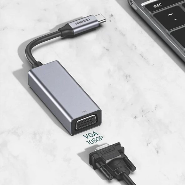Recci RH12 VGA to Type-C Dönüştürücü Kablo - Resim 3