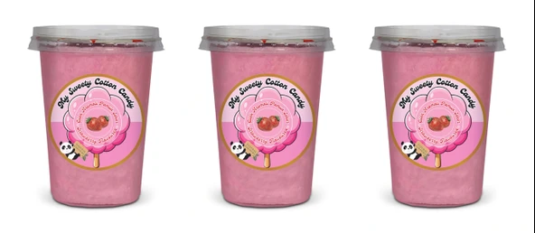 ÇİLEK AROMALI 3'LÜ GURME PAMUK ŞEKERLER ürün görseli 1