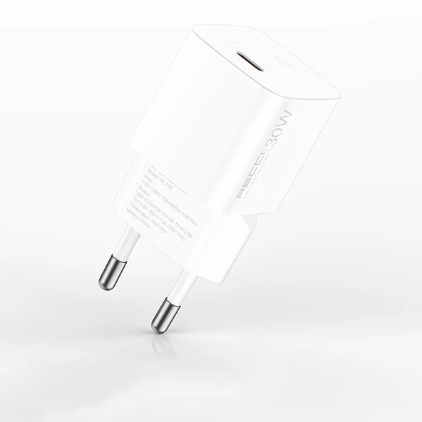 Recci RC77E GaN Teknolojili Hızlı Şarj Başlığı Type-C to Type-C PD 30W Kablolu Şarj Seti - 10