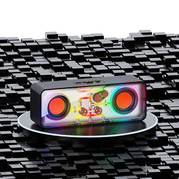 Recci RSK-W38 Space Station Serisi RGB Led Işıklı Bluetooth Hoparlör FM Radio Özellikli - 4
