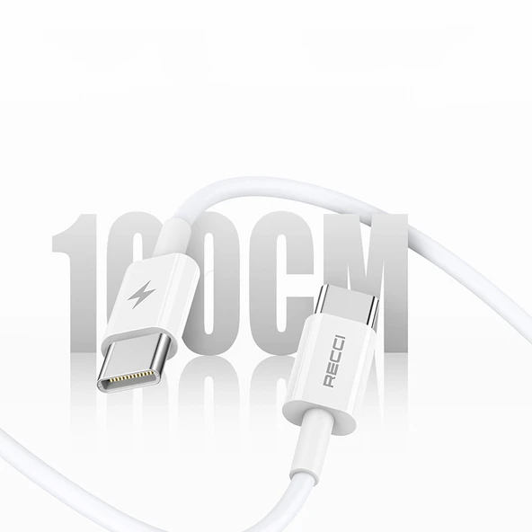 Recci RC77E GaN Teknolojili Hızlı Şarj Başlığı Type-C to Type-C PD 30W Kablolu Şarj Seti - 7