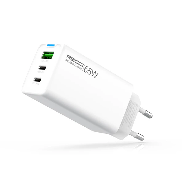 Recci RC109E Type-C PD & USB-A GaN Teknolojili Hızlı Şarj Başlığı 65W - 6