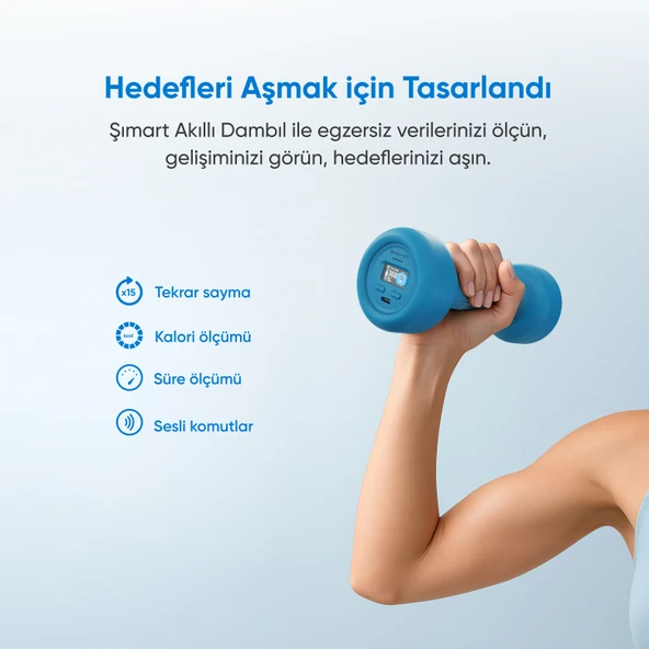 Şımart Akıllı Dambıl 2x1 Kg Uygulama Destekli, Sesli Yönlendirmeli, LCD Ekranlı - 3