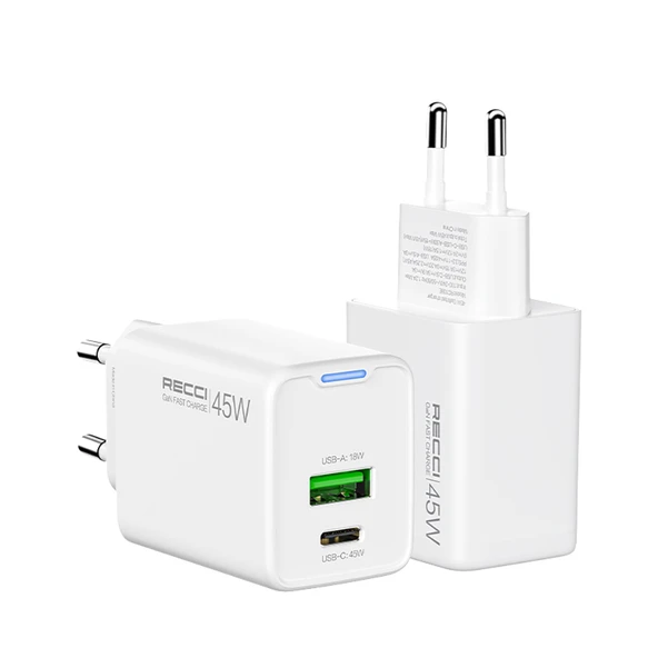 Recci RC108E GaN Teknolojili Hızlı Şarj Başlığı Type-C to Type-C PD 45W Kablolu Şarj Seti - 4