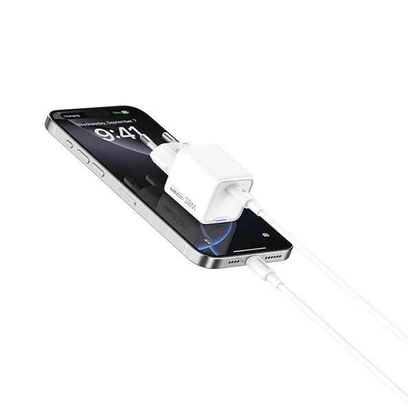 Recci RC106E GaN Teknolojili Hızlı Şarj Başlığı Type-C to Type-C PD 25W Kablolu Şarj Seti - 3
