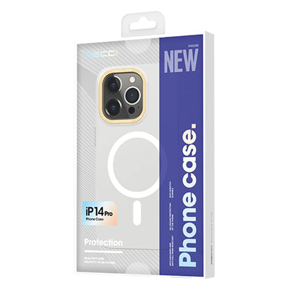 Apple iPhone 14 Pro Max Kılıf M-safe Şarj Özellikli Metal Kamera Çerçeveli Recci Glaze Serisi Kapak - Resim 2