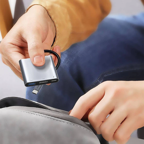 Recci RH05 Type-C to Type-C PD100W + HDMI 4K@30Hz + USB3.0 Bağlantı Özellikli 3in1 Hub - 9