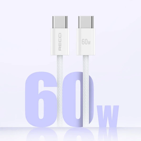 Recci RS13CC Nature Serisi 60W Hızlı Şarj Özellikli Type-C To Type-C PD Kablo 1.2M - Resim 7