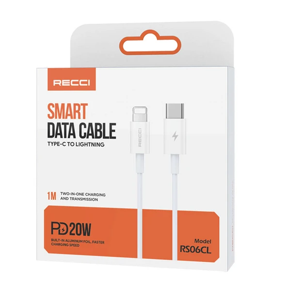 Recci RS06CL Type-C to Lightning PD 20W Hızlı Şarj Özellikli Data ve Şarj Kablosu 1M - Resim 6