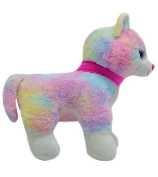 Peluş Pembe Tokalı Miyavlayan 30 cm Kedi - Resim 3