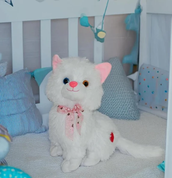 Peluş Sesli Beyaz Miyavlayan Van Kedisi 33 cm Kedi ürün görseli