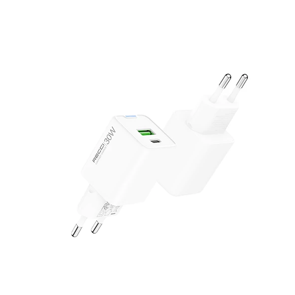 Recci RC107E Type-C PD & USB-A GaN Teknolojili Hızlı Şarj Başlığı 30W - 3