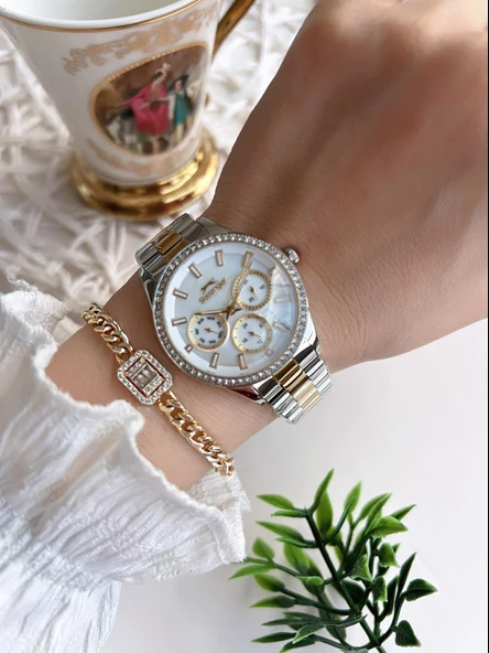 Slazenger Yeni Sezon Elite Model 50 Mt Suya Dayanıklı Bileklik Hediyeli Kadın Kol Saati VS.BLKT.0626 - Resim 2