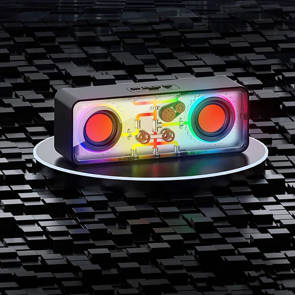 Recci RSK-W38 Space Station Serisi RGB Led Işıklı Bluetooth Hoparlör FM Radio Özellikli - 6