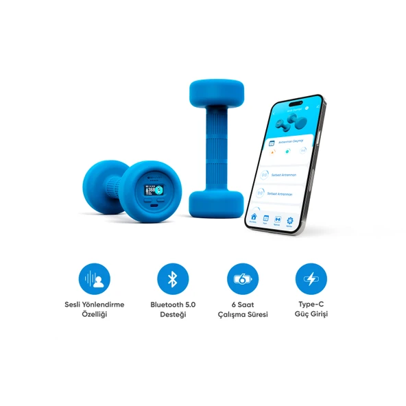 Şımart Akıllı Dambıl 2x1 Kg Uygulama Destekli, Sesli Yönlendirmeli, LCD Ekranlı