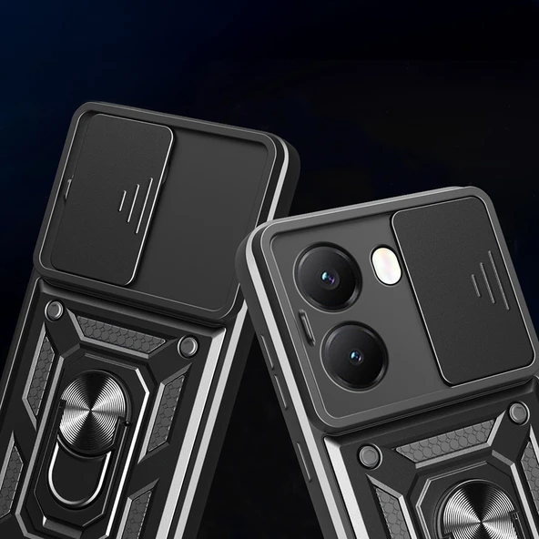 Xiaomi Poco X7 Pro Kılıf Kamera Korumalı Zırh Tank Sürgülü Vega Kapak - 4