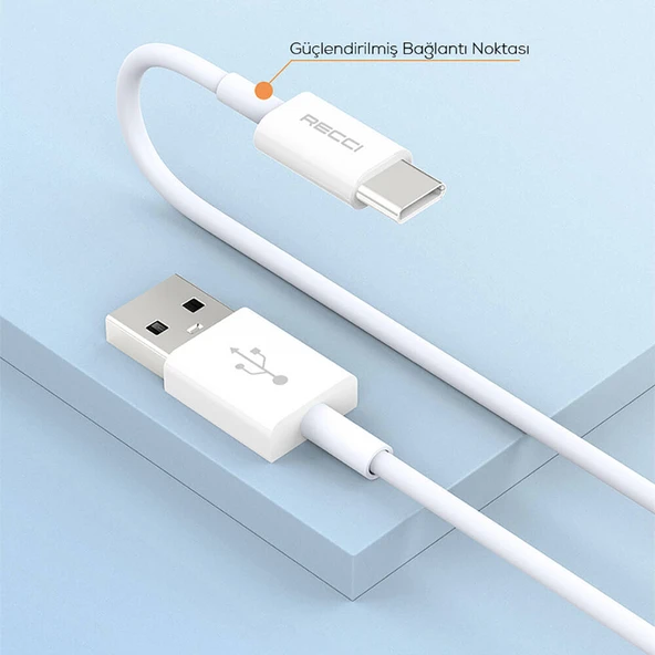 Recci RS06C USB-A to Type-C 3A Hızlı Şarj Özellikli Data ve Şarj Kablosu 1M - Resim 3