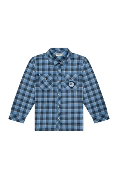 Erkek Çocuk Çıtçıtlı Cepli Ekose Oduncu Gömlek MNT25E215 - 2