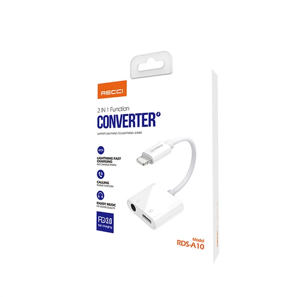 Recci RDS-A10 Lightning PD3.0 2in1 Şarj ve Ses Adaptörü - Resim 4