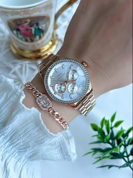 Slazenger Yeni Sezon Elite Model 50 Mt Suya Dayanıklı Bileklik Hediyeli Kadın Kol Saati VS.BLKT.0628 - Resim 2