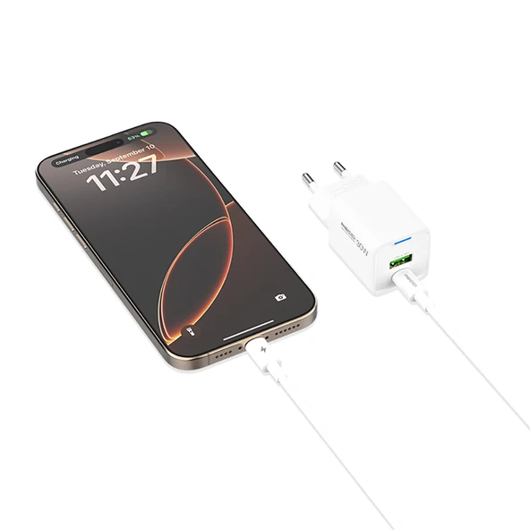 Recci RC107E Type-C PD & USB-A GaN Teknolojili Hızlı Şarj Başlığı 30W - 4