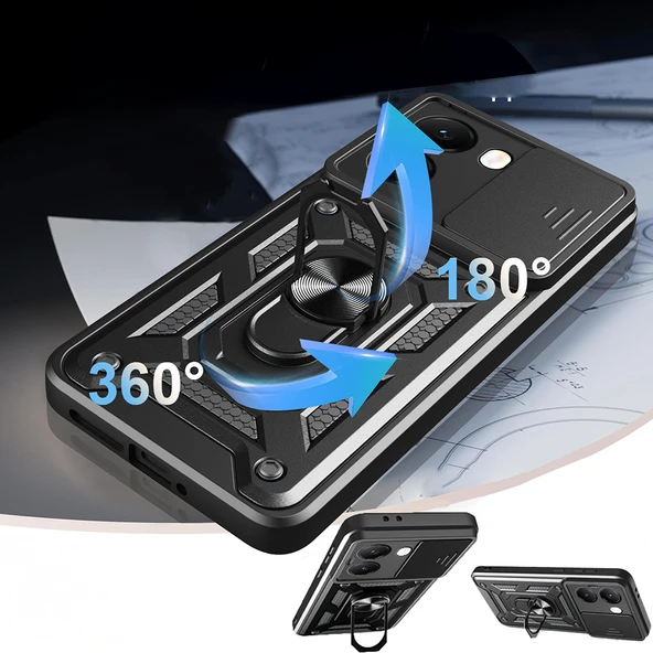 Xiaomi Poco X7 Pro Kılıf Kamera Korumalı Zırh Tank Sürgülü Vega Kapak - 8