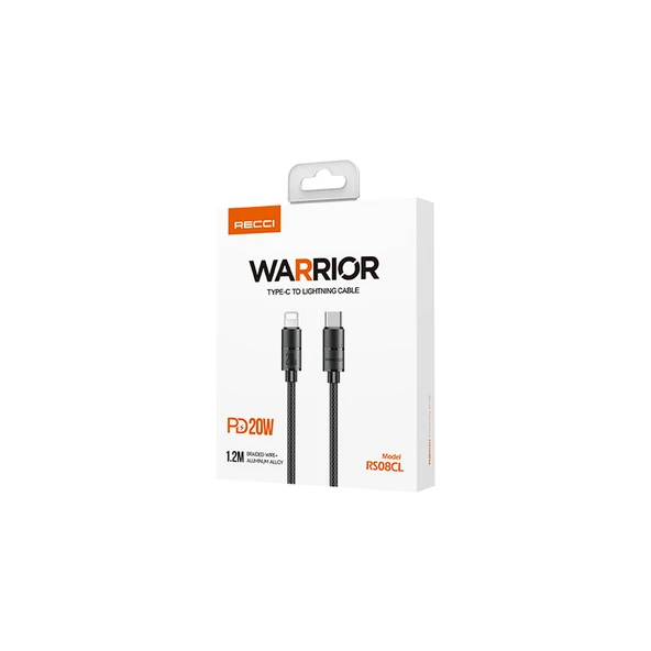 Recci RS08CLPD Warrior Serisi 20W Hızlı Şarj Özellikli Type-C To Lightning PD Kablo 1.2M - Resim 3