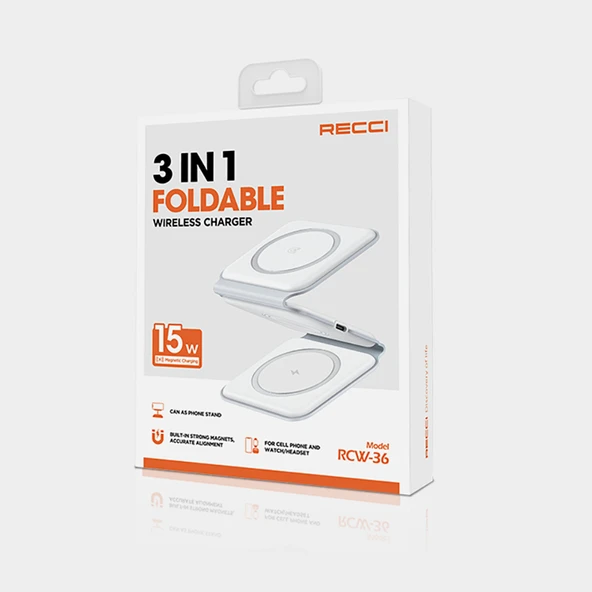 Recci RCW-36 3in1 Katlanabilir Magnetik Kablosuz Şarj Standı - 5