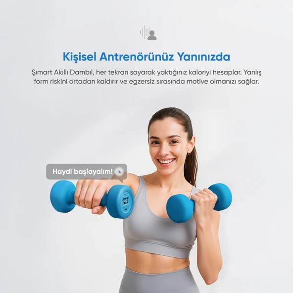 Şımart Akıllı Dambıl 2x1 Kg Uygulama Destekli, Sesli Yönlendirmeli, LCD Ekranlı - 2