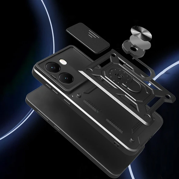 Xiaomi Poco X7 Pro Kılıf Kamera Korumalı Zırh Tank Sürgülü Vega Kapak - 5