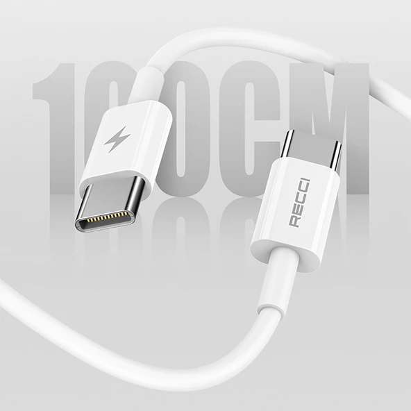 Recci RC108E GaN Teknolojili Hızlı Şarj Başlığı Type-C to Type-C PD 45W Kablolu Şarj Seti - 10